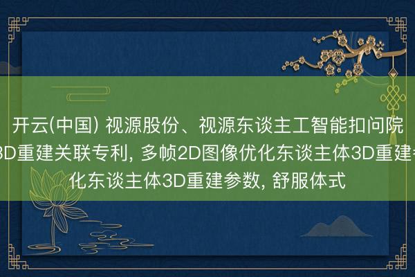 开云(中国) 视源股份、视源东谈主工智能扣问院恳求东谈主体3D重建关联专利， 多帧2D图像优化东谈主体3D重建参数， 舒服体式