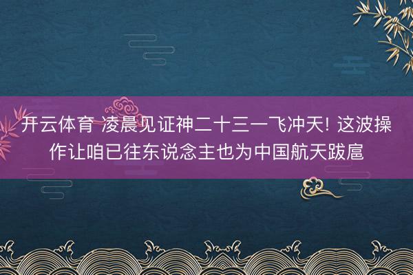 开云体育 凌晨见证神二十三一飞冲天! 这波操作让咱已往东说念主也为中国航天跋扈