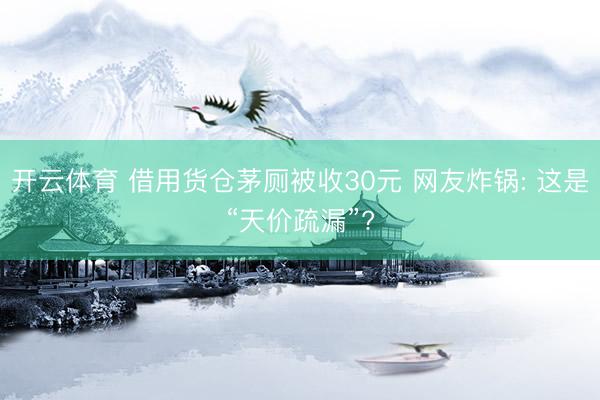 开云体育 借用货仓茅厕被收30元 网友炸锅: 这是“天价疏漏”?