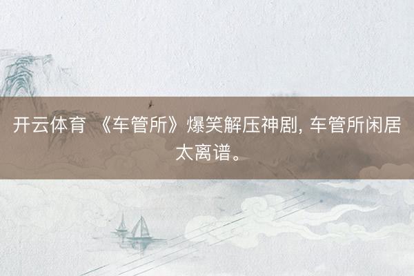 开云体育 《车管所》爆笑解压神剧， 车管所闲居太离谱。
