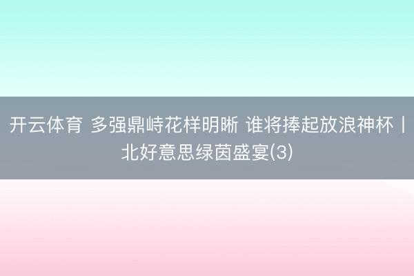 开云体育 多强鼎峙花样明晰 谁将捧起放浪神杯丨北好意思绿茵盛宴(3)