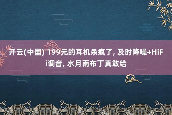 开云(中国) 199元的耳机杀疯了, 及时降噪+HiFi调音, 水月雨布丁真敢给