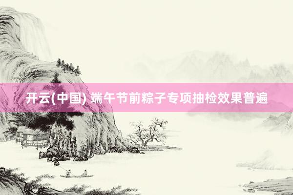 开云(中国) 端午节前粽子专项抽检效果普遍